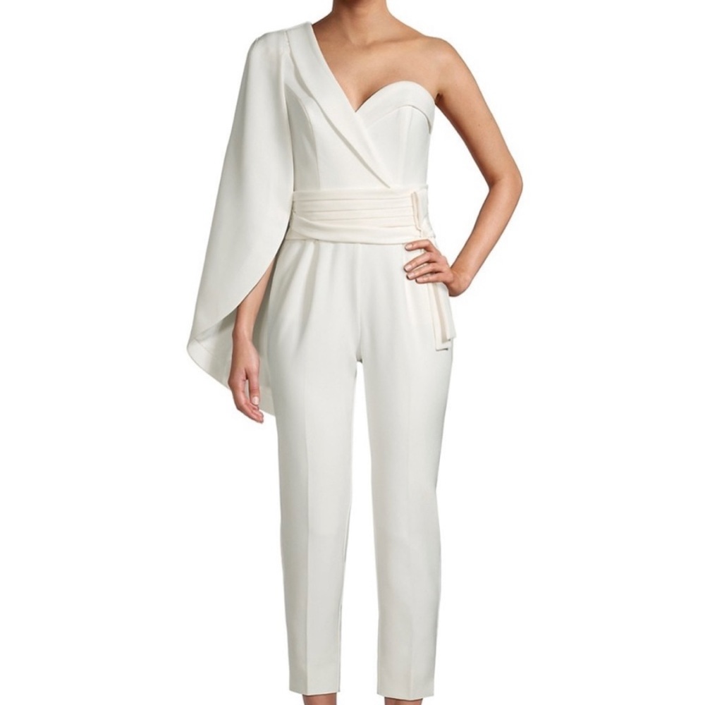 Lavish Alice White Cape Sleeve Jumpsuit size 4